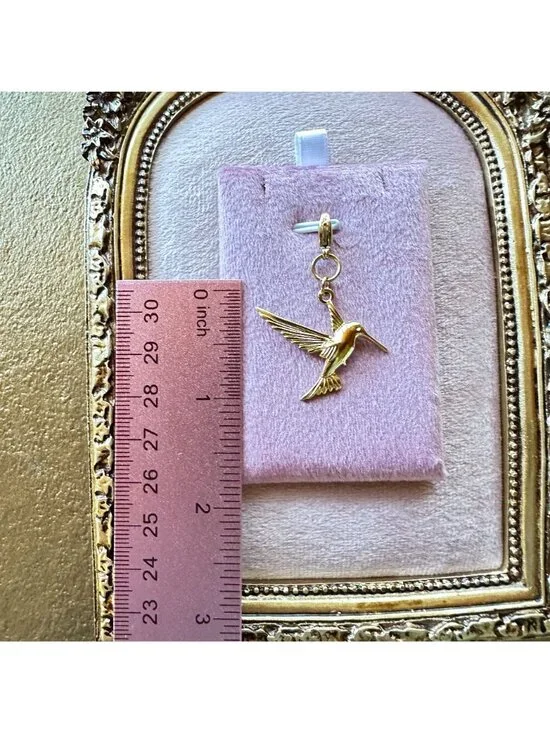 Hummingbird Charm 18K PVD Gold Stainless Steel Lobster Claw Clasp Waterproof - Picture 5 of 11